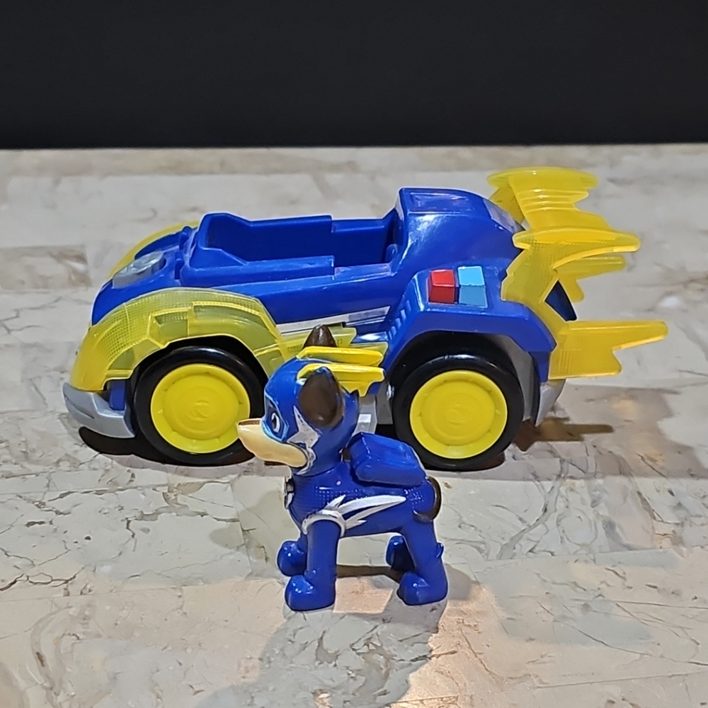 Paw Patrol Mighty Pups Super Paws Chase Pup & Deluxe Vehicle With Light &‎ Sound